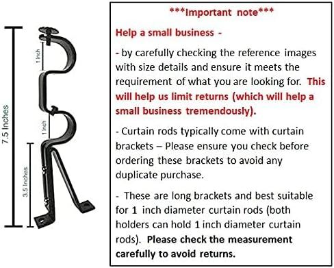 TEJATAN - دعامات قضبان ستائر مزدوجة - قطر 1 بوصة، فضي (مجموعة من 2) (يمكن أن تُعرف أيضًا باسم - مجموعة دعامات قضيب ستائر مزدوجة للستائر/دعامة قابلة للتعديل لقضيب الستارة المزدوج) in Kuwait