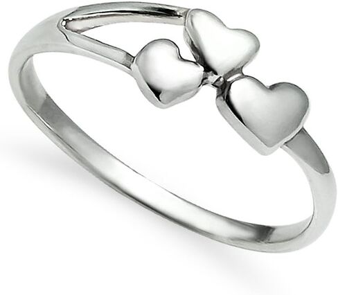 SILVERLINE JEWELRY Triple Heart Ring Sterling Silver- Comfort Fit Band Great for Women and Teen Girls Sizes 5 to 10 in Kuwait