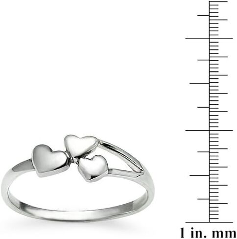 SILVERLINE JEWELRY Triple Heart Ring Sterling Silver- Comfort Fit Band Great for Women and Teen Girls Sizes 5 to 10 in Kuwait