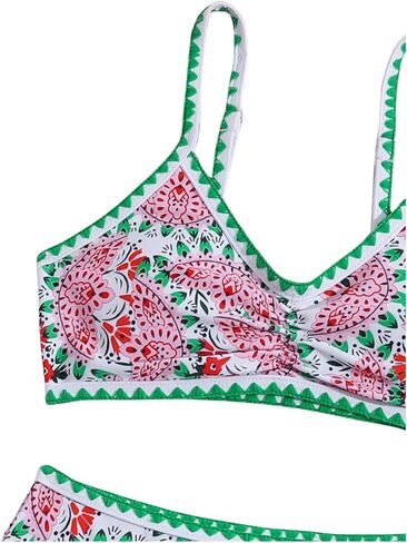 Milumia Girl's Two Piece Swimsuit V Neck Spaghetti Strap Wireless Bikini Set in Saudi Arabia
