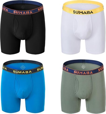 Long Leg Men Underwear Boxer Briefs Fly with Pouch No Ride Up Underpants for Men in Kuwait