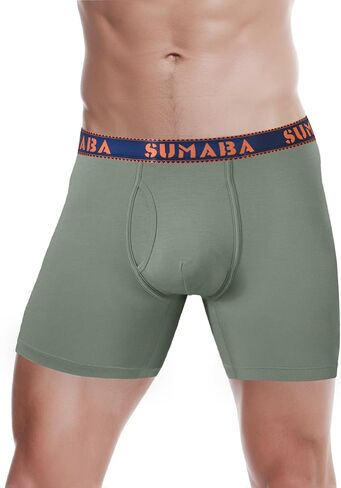 Long Leg Men Underwear Boxer Briefs Fly with Pouch No Ride Up Underpants for Men in Kuwait