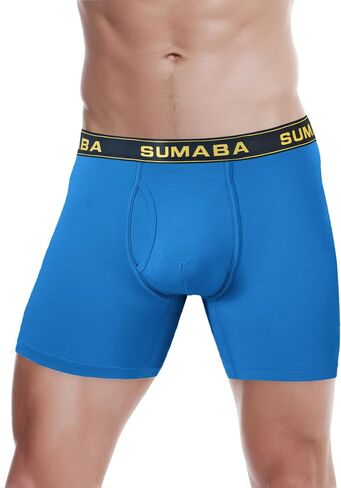Long Leg Men Underwear Boxer Briefs Fly with Pouch No Ride Up Underpants for Men in Kuwait