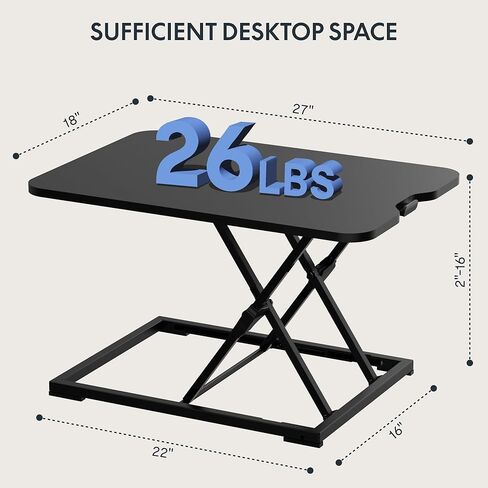 محول مكتب قائم من FLEXISPOT مقاس 27 بوصة، ارتفاع منخفض جدًا لمكتب الوقوف قابل للتعديل للجلوس للوقوف على محطة عمل جهاز الكمبيوتر المحمول، أسود in Kuwait
