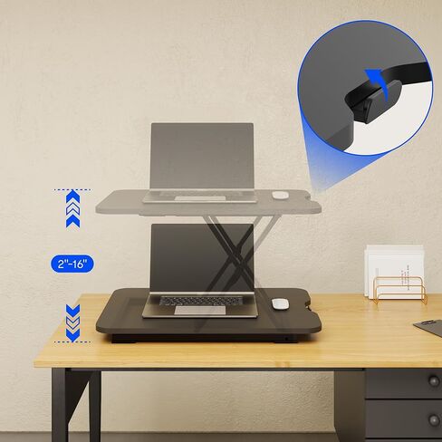 محول مكتب قائم من FLEXISPOT مقاس 27 بوصة، ارتفاع منخفض جدًا لمكتب الوقوف قابل للتعديل للجلوس للوقوف على محطة عمل جهاز الكمبيوتر المحمول، أسود in Kuwait