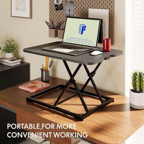 محول مكتب قائم من FLEXISPOT مقاس 27 بوصة، ارتفاع منخفض جدًا لمكتب الوقوف قابل للتعديل للجلوس للوقوف على محطة عمل جهاز الكمبيوتر المحمول، أسود in Kuwait