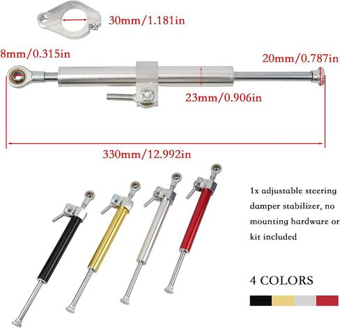 Motorcycle Steering Damper，13" Universal Motorbike Stabilizer Direction Damper for Suzuki Kawasaki Street bikes Super Moto Vibration Damper Accessorie(Silver) in Saudi Arabia