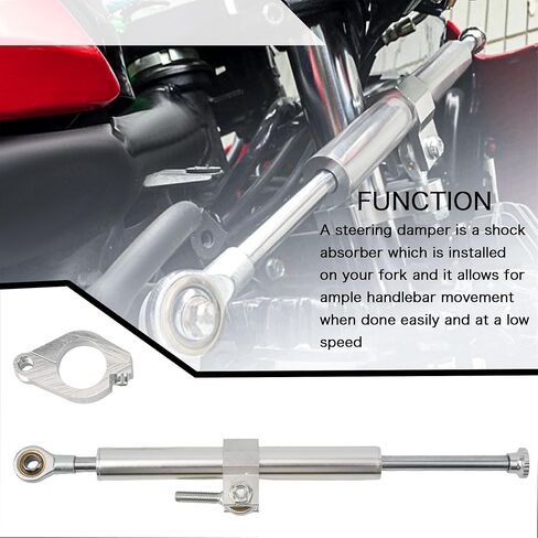 Motorcycle Steering Damper，13" Universal Motorbike Stabilizer Direction Damper for Suzuki Kawasaki Street bikes Super Moto Vibration Damper Accessorie(Silver) in Saudi Arabia