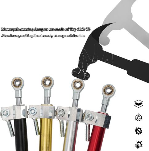 Motorcycle Steering Damper，13" Universal Motorbike Stabilizer Direction Damper for Suzuki Kawasaki Street bikes Super Moto Vibration Damper Accessorie(Silver) in Saudi Arabia