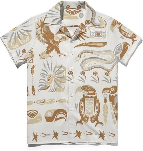 Men's Animal Eagle Button Down Shirts Short Sleeve Casual Beach Shirt Hawaiian Shirts in Saudi Arabia