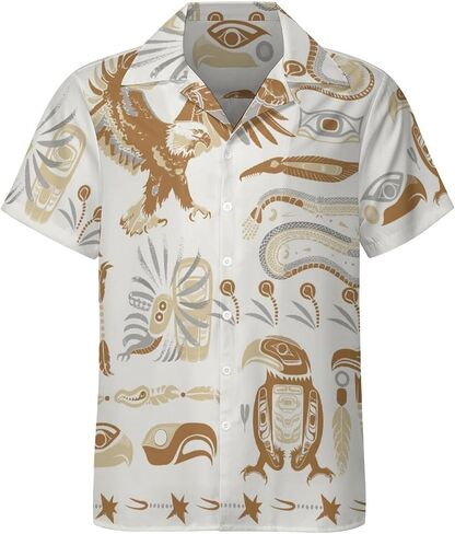Men's Animal Eagle Button Down Shirts Short Sleeve Casual Beach Shirt Hawaiian Shirts in Saudi Arabia