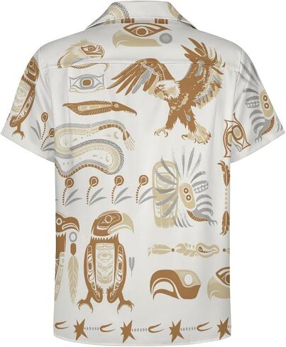 Men's Animal Eagle Button Down Shirts Short Sleeve Casual Beach Shirt Hawaiian Shirts in Saudi Arabia