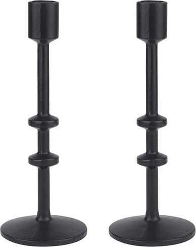 Stonebriar SB-6282A2 5" Black Cast Iron Metal Taper Candle Holder Set, Set of 2 in Kuwait