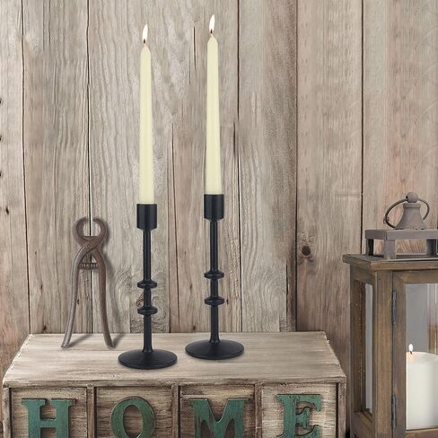 Stonebriar SB-6282A2 5" Black Cast Iron Metal Taper Candle Holder Set, Set of 2 in Kuwait
