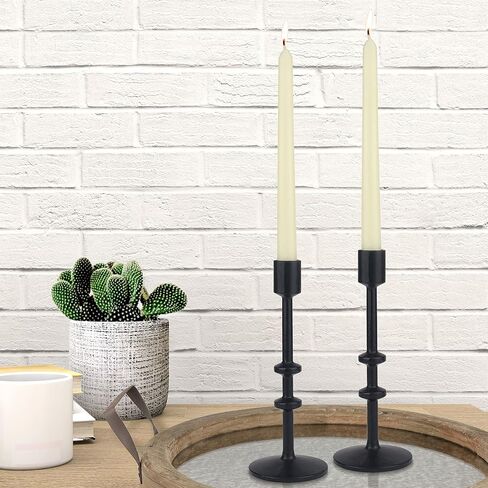 Stonebriar SB-6282A2 5" Black Cast Iron Metal Taper Candle Holder Set, Set of 2 in Kuwait