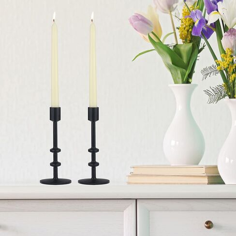 Stonebriar SB-6282A2 5" Black Cast Iron Metal Taper Candle Holder Set, Set of 2 in Kuwait