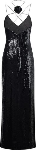 JW PEI Women's Heisey White Sequinned Rosette Maxi Dress in Saudi Arabia