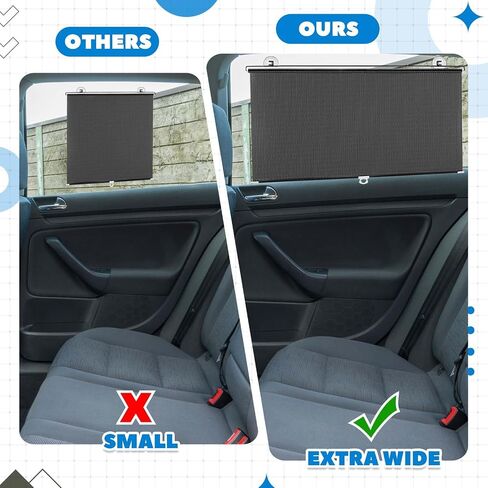 2 Pack 23" Extra Wide Car Window Shades Large Car Sun Shade for Window Sun Visor for Car Side Window Retractable Window Shade Roll for UV and Sun Glare Protection Car Travel Accessories in Saudi Arabia