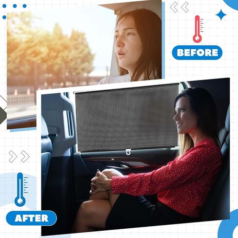 2 Pack 23" Extra Wide Car Window Shades Large Car Sun Shade for Window Sun Visor for Car Side Window Retractable Window Shade Roll for UV and Sun Glare Protection Car Travel Accessories in Saudi Arabia