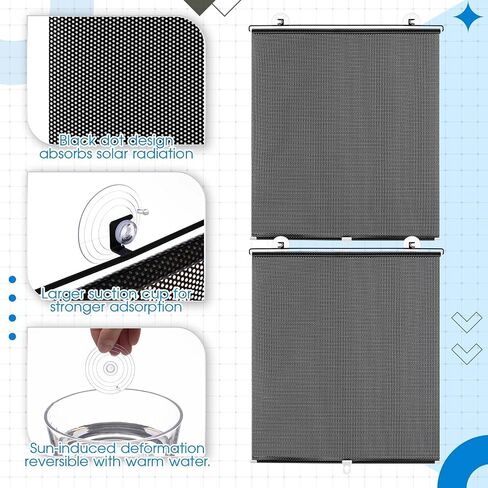2 Pack 23" Extra Wide Car Window Shades Large Car Sun Shade for Window Sun Visor for Car Side Window Retractable Window Shade Roll for UV and Sun Glare Protection Car Travel Accessories in Saudi Arabia