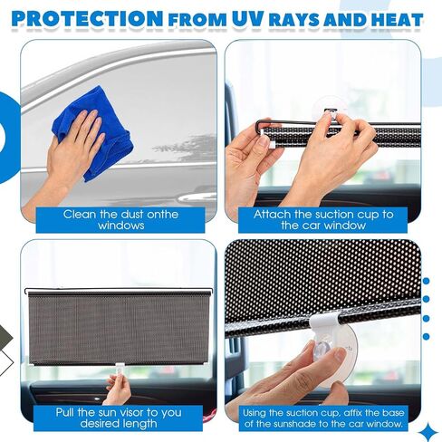 2 Pack 23" Extra Wide Car Window Shades Large Car Sun Shade for Window Sun Visor for Car Side Window Retractable Window Shade Roll for UV and Sun Glare Protection Car Travel Accessories in Saudi Arabia