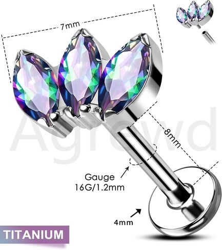 Minimalist Lotus G23 Solid solid Titanium Cartilage Earrings Stud 16G 8MM Internally Threaded Cartilage Tragus Helix Piercing Jewelry in Saudi Arabia