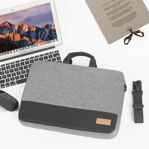 حقيبة كمبيوتر محمول مقاس 15.6 بوصة، غطاء حمل كمبيوتر محمول مقاوم للماء مع مقبض وحزام كتف وحقائب كمبيوتر متوافقة مع Lenovo HP Dell Apple Asus Notebook للرجال والنساء باللون الرمادي in Kuwait