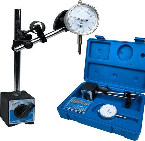 مؤشر الاتصال الهاتفي مع حامل قاعدة مغناطيسية مقياس رد الفعل التفاضلي 0-1 "، مقياس اختبار الذراع الطويلة قابل للتعديل الدقيق 0.001" الدقة، نقاط المؤشر 22 قطعة in Kuwait