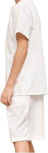 Boy's 2Pcs Short Set Cotton Linen Casual Henley Top Tee T-Shirts Short Sleeve Children Shorts Summer Outfits in Saudi Arabia