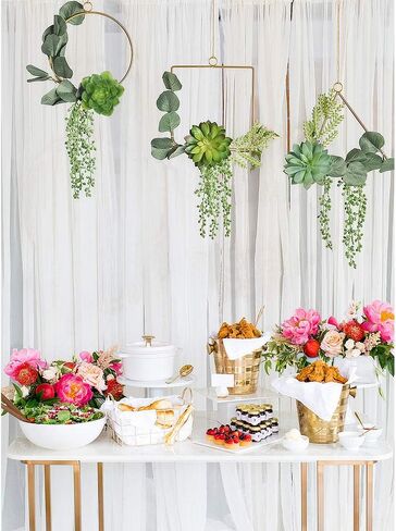 Pauwer Succulent Wedding Wreath Set of 3 Artificial Succulent Plants with Eucalyptus Leaves Metal Floral Hoop Wreath Garland for Wedding Backdrop Nursery Wall Decoration in Saudi Arabia