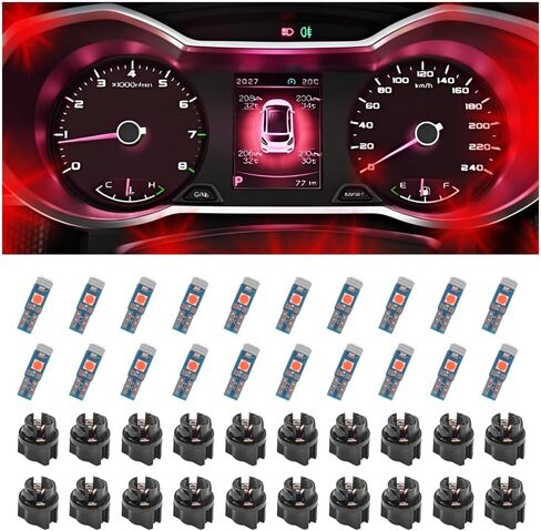 20PCS Car LED Dash Lights with Twist Lock Socket,Super Bright Instrument Cluster Bulbs T5 LED Light Bulbs,Universal 12V Dash Light Bulbs LED Lights for Car Interior Accessories (White) in Saudi Arabia