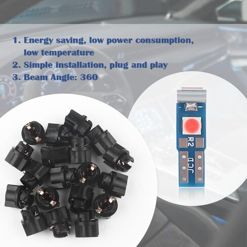 20PCS Car LED Dash Lights with Twist Lock Socket,Super Bright Instrument Cluster Bulbs T5 LED Light Bulbs,Universal 12V Dash Light Bulbs LED Lights for Car Interior Accessories (White) in Saudi Arabia