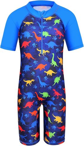 TFJH E One-Piece Boys Short Sleeve Swimsuits Rash Guard Suits Swimwear 50+ UV Sun Protective Zip in Saudi Arabia
