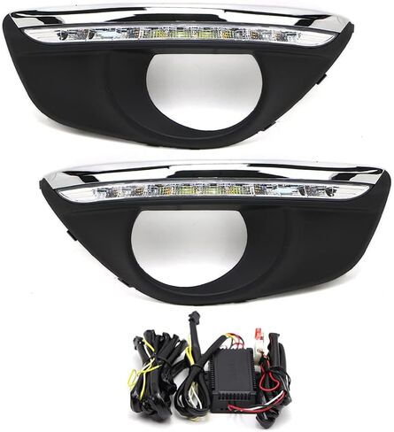 LED DRL القيادة مصباح الضباب لشركة هيونداي سانتا في ، IX45 2010 2011 2012 الجبهة النهار تشغيل ضوء الحافة مع إشارة بدوره in Saudi Arabia