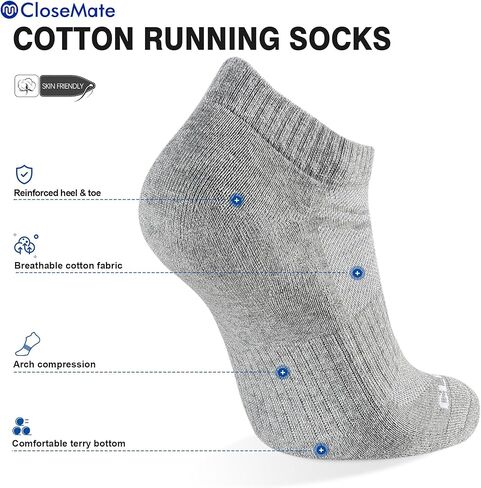 جوارب الكاحل للرجال من Closemate، جوارب رياضية قصيرة مبطنة من القطن، 6 أزواج in Kuwait