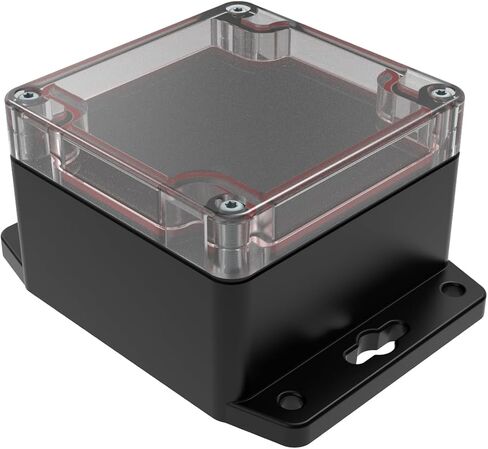 RBF33P06C16B (4.36 x 3.23 x 2.17 in) Flanged Polycarbonate Plastic IP67 Waterproof Dustproof Wall Mountable Electrical Junction PCB Project Box Electronic Enclosure Clear Top/Black Bottom in Saudi Arabia