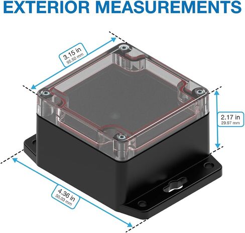 RBF33P06C16B (4.36 x 3.23 x 2.17 in) Flanged Polycarbonate Plastic IP67 Waterproof Dustproof Wall Mountable Electrical Junction PCB Project Box Electronic Enclosure Clear Top/Black Bottom in Saudi Arabia