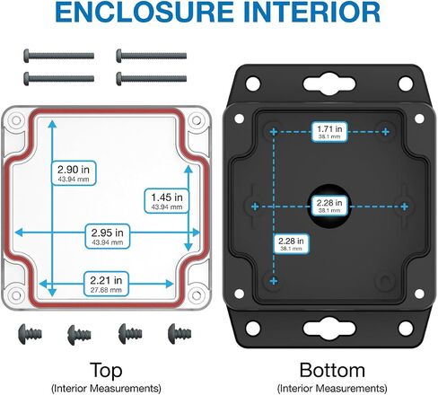 RBF33P06C16B (4.36 x 3.23 x 2.17 in) Flanged Polycarbonate Plastic IP67 Waterproof Dustproof Wall Mountable Electrical Junction PCB Project Box Electronic Enclosure Clear Top/Black Bottom in Saudi Arabia
