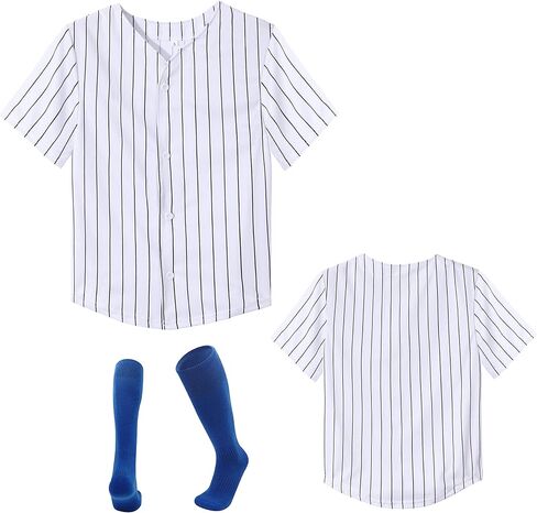 Kids Baseball Jersey and Medium Tube Boneless Socks Youth Boy Softball Blank V-neck Tee Sports Casual Shirt in Saudi Arabia