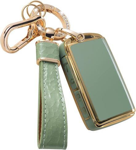 for Mazda Key Fob Cover with Leather Keychain Soft TPU Protection Key Case Compatible with Mazda 3, Mazda 3 Hatchback, 2020-2022 Mazda CX-5 Smart Key Holder, White in Kuwait