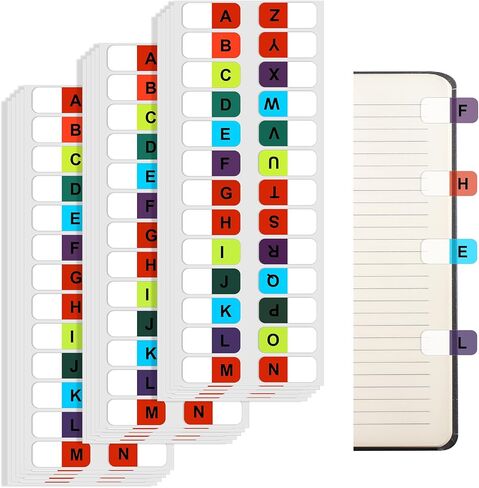 390pcs Alphabet Sticker Tabs for Files, Sticky Note Tabs A-Z Tabs for Notebook, Index Alphabet Stickers for Files, Books File Textbook Dictionary, 26 Letters (15 Sheets, 26 tabs/Sheet) in Saudi Arabia