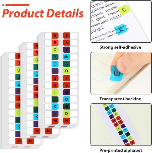 390pcs Alphabet Sticker Tabs for Files, Sticky Note Tabs A-Z Tabs for Notebook, Index Alphabet Stickers for Files, Books File Textbook Dictionary, 26 Letters (15 Sheets, 26 tabs/Sheet) in Saudi Arabia
