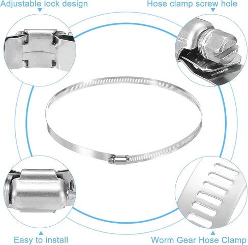 uxcell Hose Clamp, (52-76mm) 2" to 3" Adjustable Stainless Steel Worm Gear Hose Clamps for Fuel Line Plumbing Automotive Mechanical, 4Pcs in Saudi Arabia