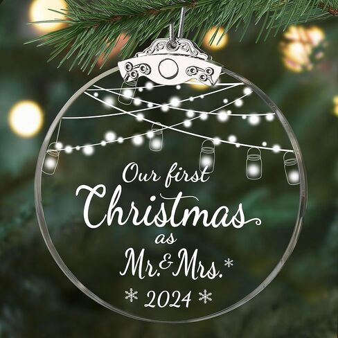 First Christmas Engaged Ornaments 2023, Engagement Gifts for Couples, Wedding Gifts for Bride, Glass Engagement Ornaments for Her, Newlywed with Gift Box in Kuwait