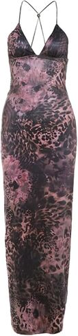 Women's Fairy Butterfly Maxi Dress Sexy Sleeveless Backless Long Dress Bandage String Bodycon Beach Club Party Dress in Kuwait
