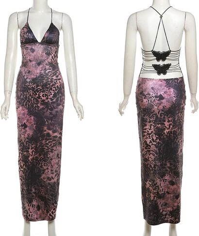 Women's Fairy Butterfly Maxi Dress Sexy Sleeveless Backless Long Dress Bandage String Bodycon Beach Club Party Dress in Kuwait