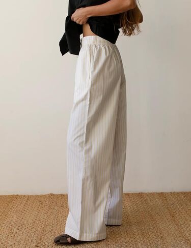 LONGBIDA Womens Comfy Wide Leg Causal Pajama Pants High Wasited Striped Lounge Pants for Woman Y2k Soft Pajama Bottoms in Saudi Arabia