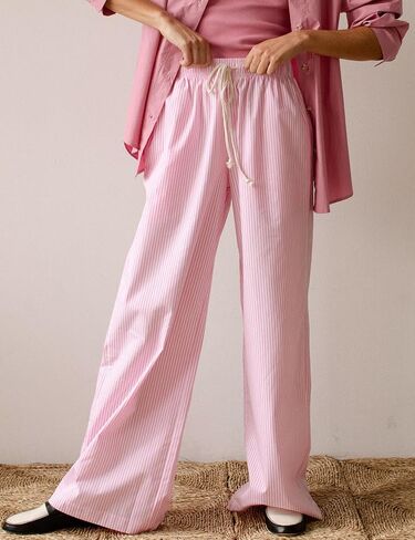 LONGBIDA Womens Comfy Wide Leg Causal Pajama Pants High Wasited Striped Lounge Pants for Woman Y2k Soft Pajama Bottoms in Saudi Arabia