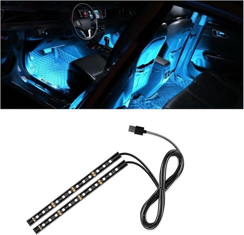 Universal Car LED Strip Light, USB Port Auto Interior Decorative Lamp, 12V Under Dash Ambient Night Light, 24 LEDs RGB Neon Interior Atmosphere Lights, LED Ambient Lights for Car SUV (Red, USB) in Saudi Arabia