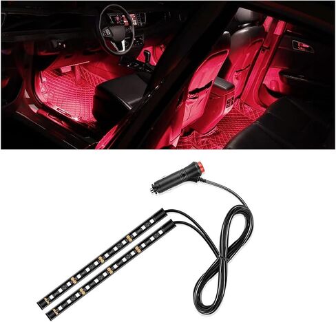 Universal Car LED Strip Light, USB Port Auto Interior Decorative Lamp, 12V Under Dash Ambient Night Light, 24 LEDs RGB Neon Interior Atmosphere Lights, LED Ambient Lights for Car SUV (Red, USB) in Saudi Arabia